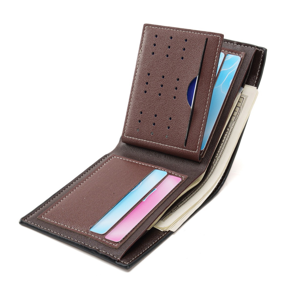 High quality men's designer hot selling new fashionable wallet retro practical casual double fold short horizontal seam classic high-end leather 
