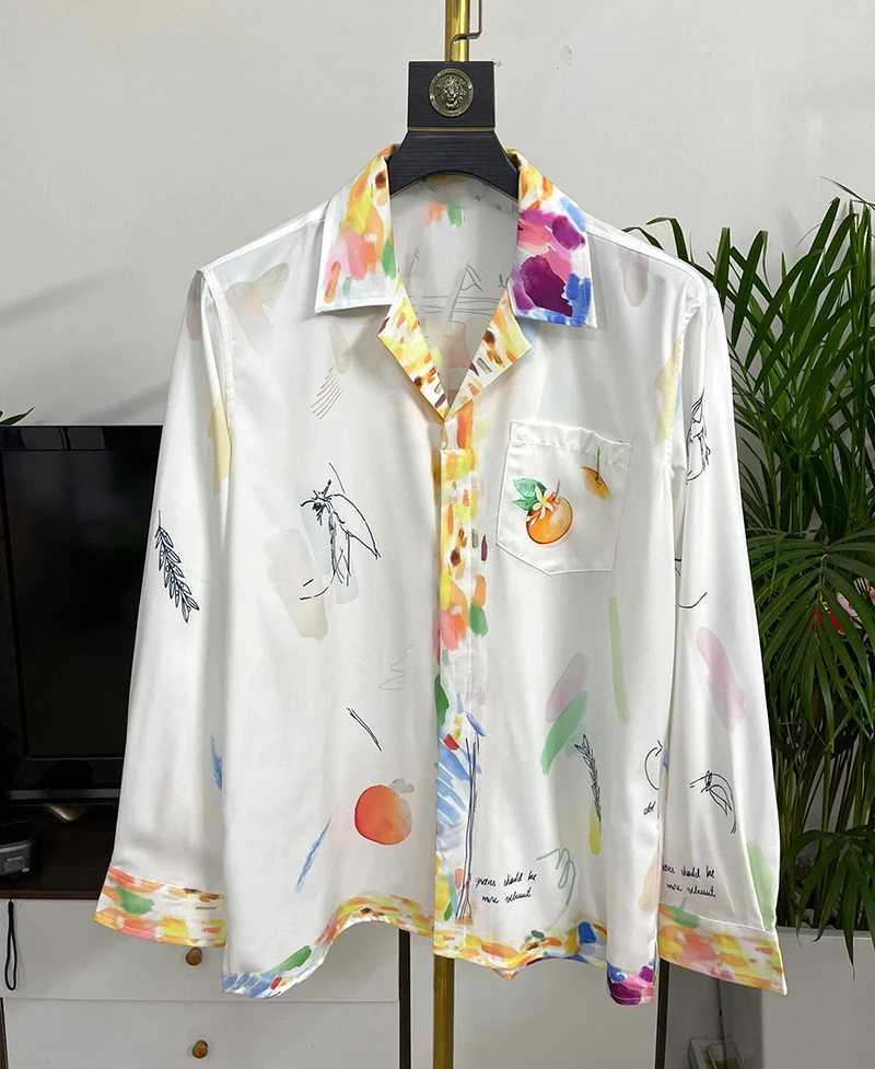 Men's Casual Shirts High-end drooping floral shirt loose Hawaiian style casual long-slved Cuban collar shirt T250813