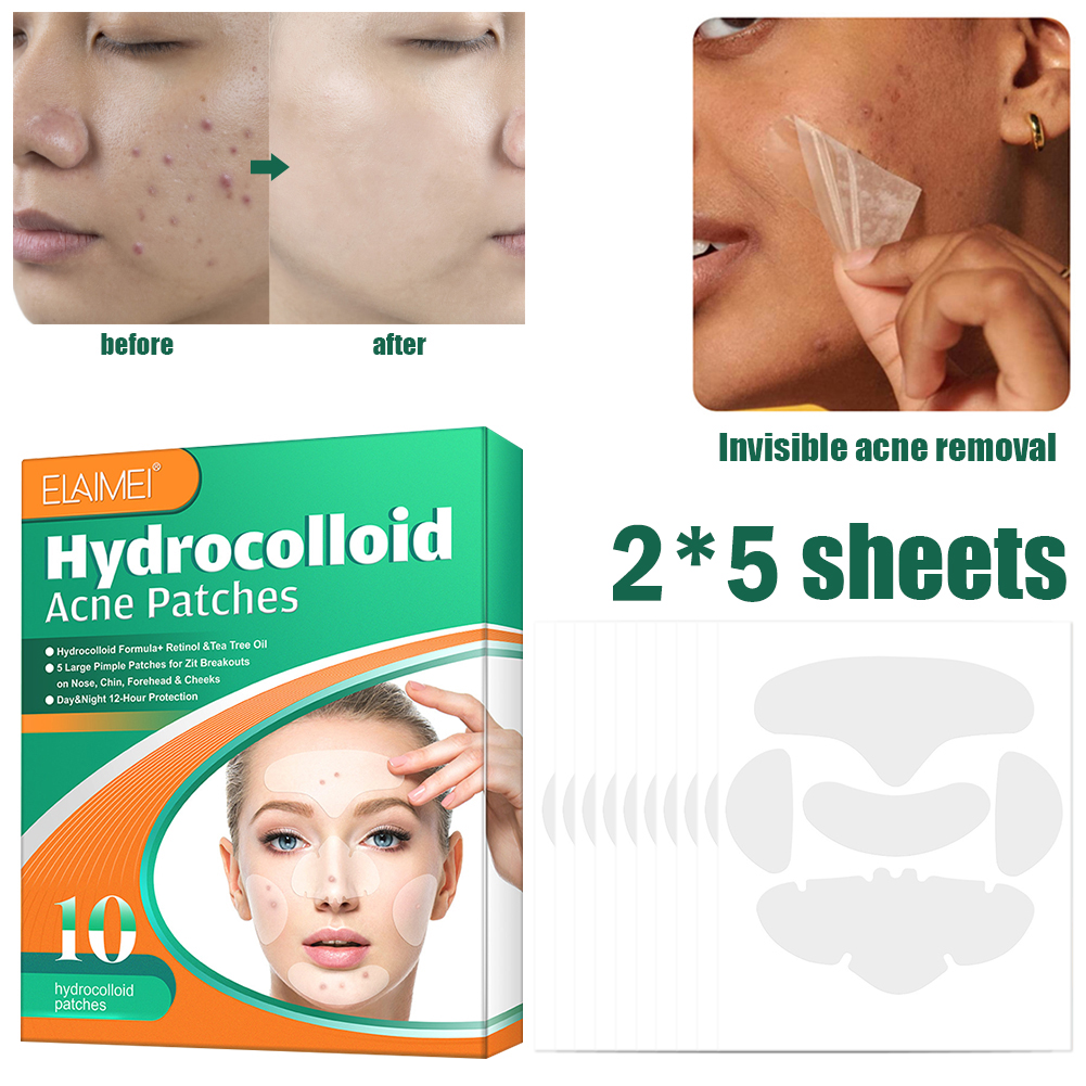 10pcs Hydrocolloid Acne Face Mask Acne Removal Hydrocolloid Surface Area Patches Protect Skin for Nose Chin Forehead for Cheek