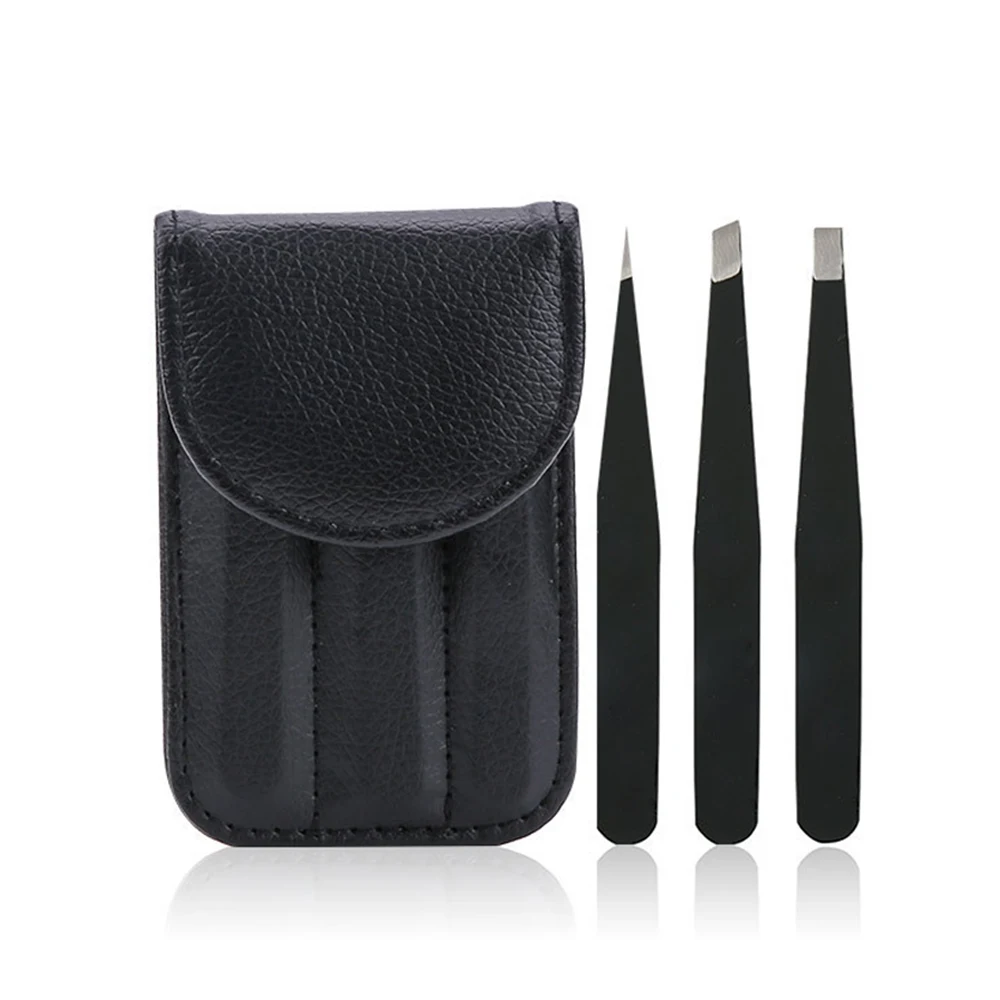 New Sdottor 3pcs/bag Professional Tweezers Set Slanted Flat Tip Pointed Eyebrow Tweezers Pick Up Tools Eyelash Extensions Facial