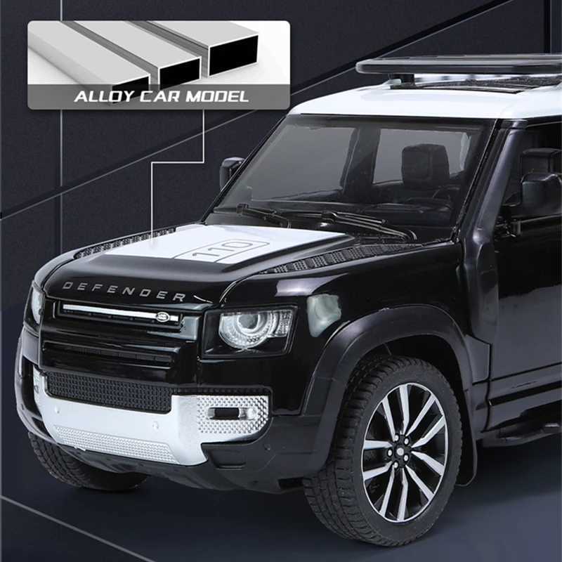 Free shipping Cars New 1/24 Range Rover Defender Alloy Diecast Metal Off-road Vehicles Car Model Silation Sound and Light Kids Toy Gift
