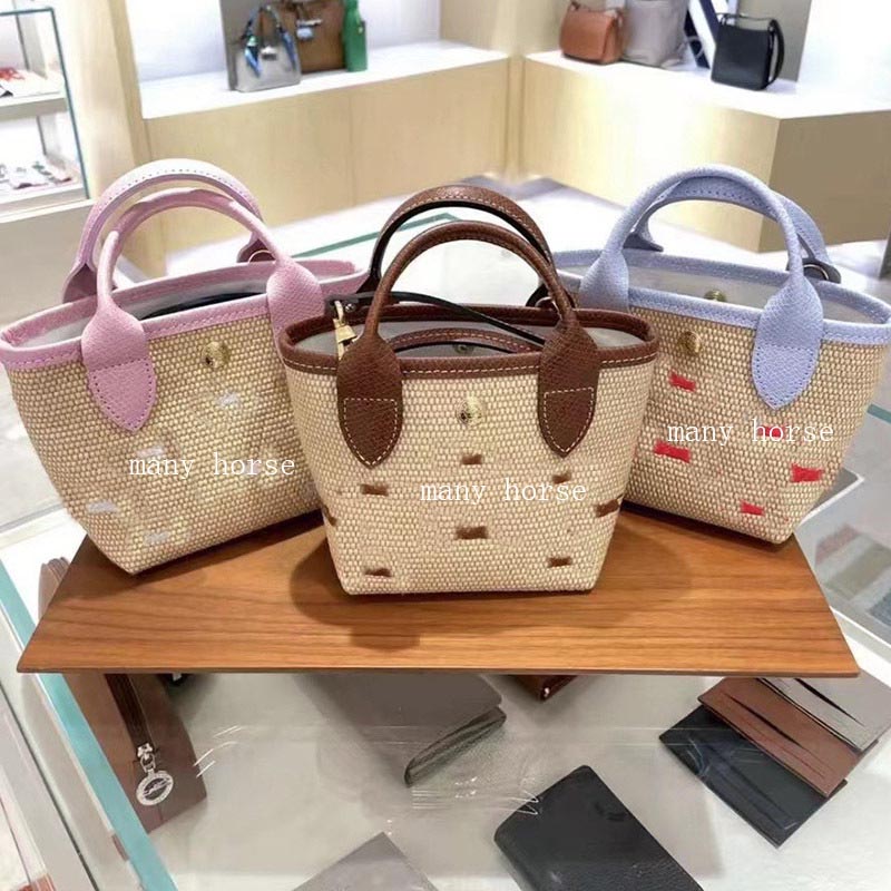 Shoulder Bags Fashion French mini straw bag small hand carry Tote shoulder crossbody womens bag vegetable mini vegetable basket
