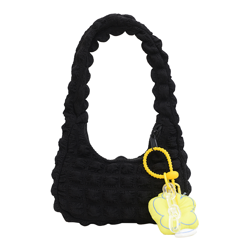 Women Shoulder Bag Cloud Underarm Bag Pleated Casual Tote Bag Solid Handbags