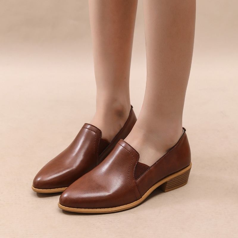 Autumn Women New Round Toe Pumps Loafers Single Zipper PU Leather Simple and Comfortable New Women's Shoes b648 's