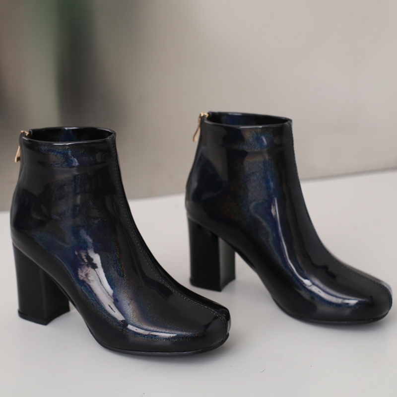 Ankle Candy Boots for Women Green Pink Black Patent Fashion Short Dance Boot New 2024 Spring Autumn Party Shoes Large Size 8bd7