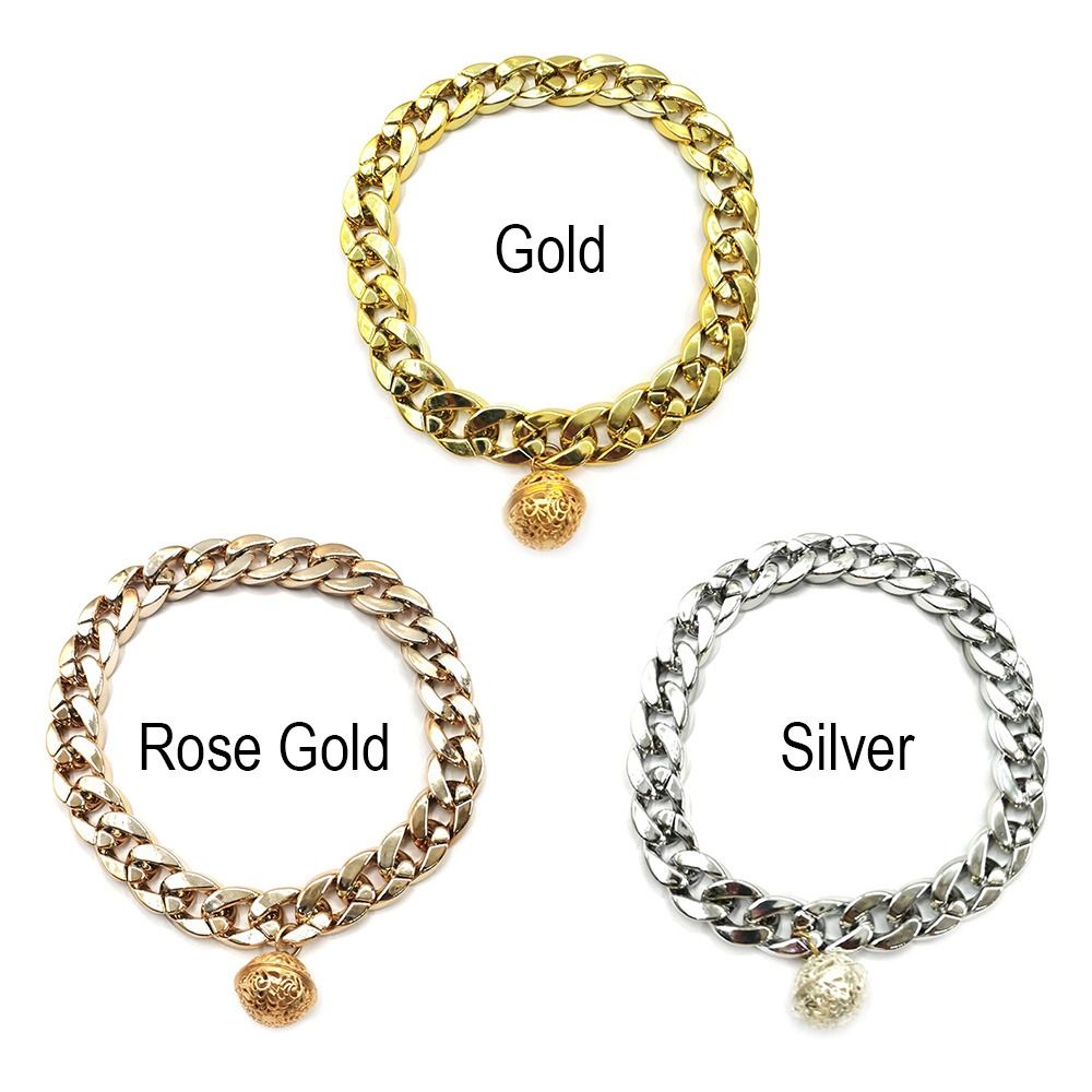 Pet Dog Collar Cuban Chain Dog Chain Dog Collar Lock Gold Silver Dog Chain French Bulldog Pitbull Collar