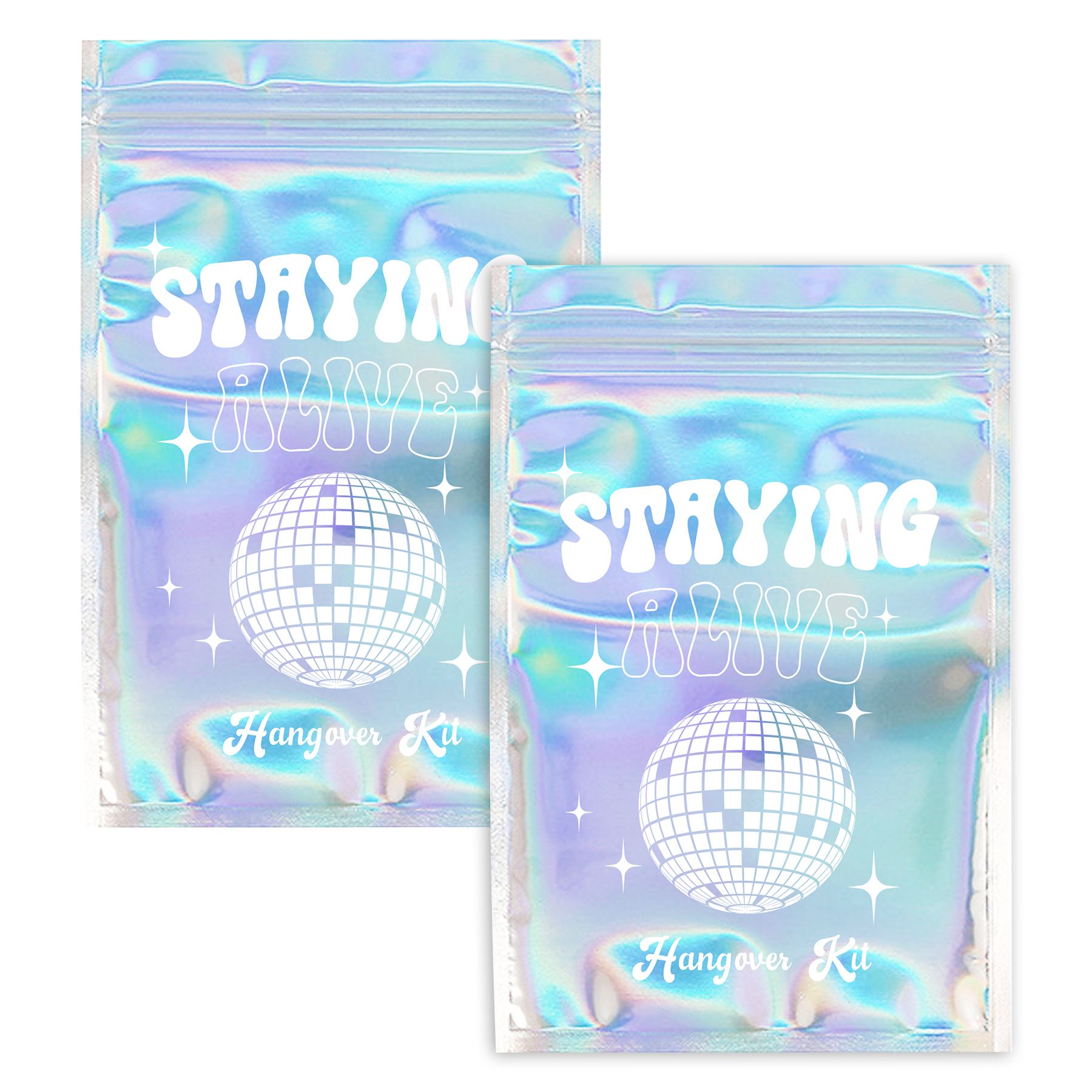 Stayin Alive Hangover Bags Recovery Kit 10pcs for Bachelorette Disco Dancing Party