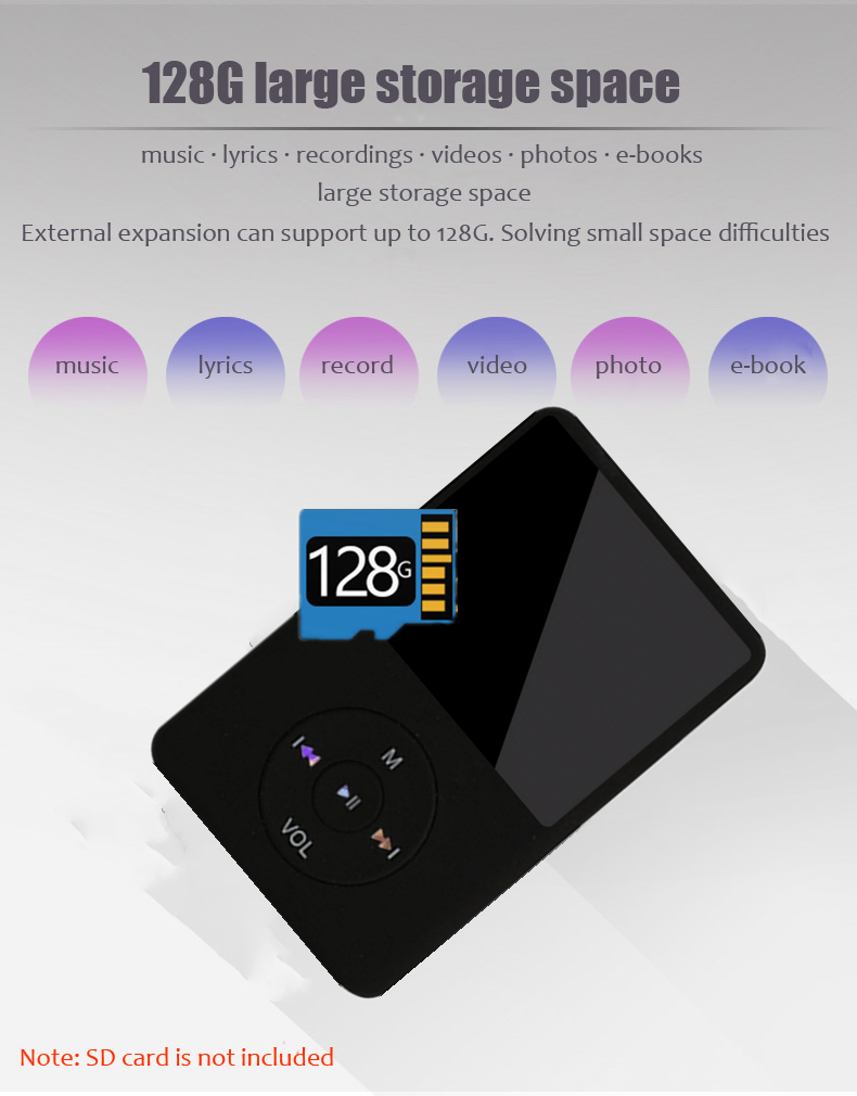 Mini Bluetooth MP3 MP4 Music Player with Loud Speaker and built-in 4GB 8GB HiFi Portable Walkman with Radio /FM/ Record