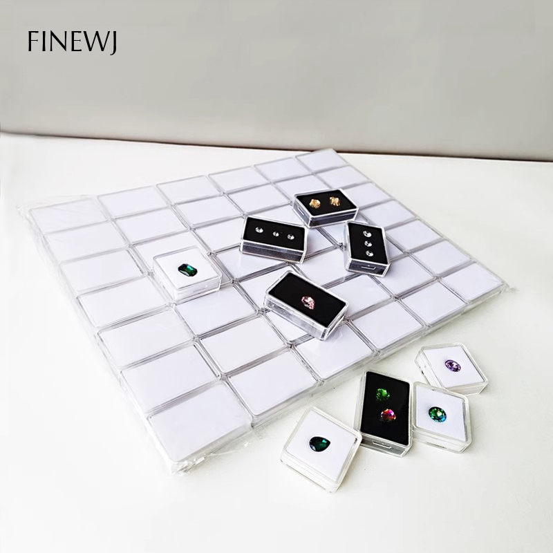 100Pcs Transparent Wholesale Gem Display Plastic Box Storage for Loose Gemstones Diamond Holder Beads Jewelry Organizer Gem Jars