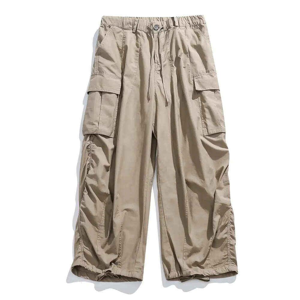 HOUZHOU Japanese Wide Leg Pants Men Vintage Oversize Cargo Trousers Male Loose Casual Streetwear Hip Hop Pocket Autumn M522 35