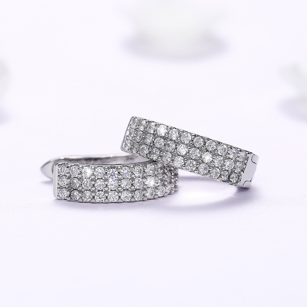 Horseshoe Cubic Zircon Diamond Hoop Charm Designer Buckle Ear Ring Sterling Silver CZ Huggie Earrings for Woman Girls Gift Crystal Fine Jewelry