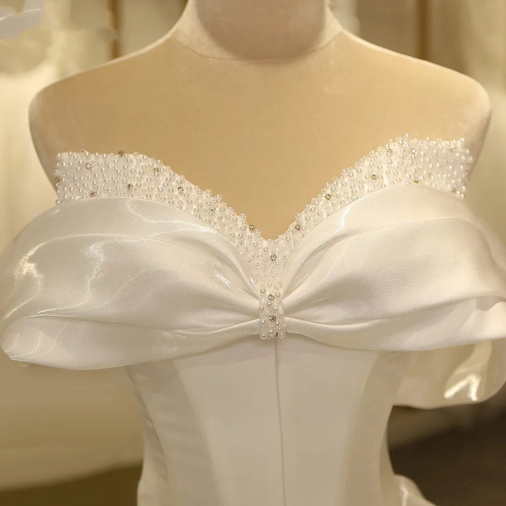 Vintage Pure Dubai White Wedding Dresses Bridal Ball Gowns Cathedral Train Crystal Beaded Vestido De Novia