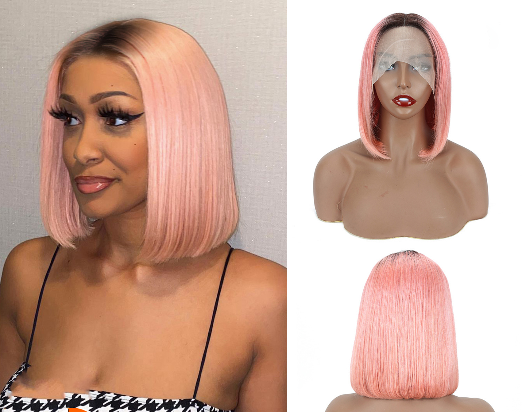 T Shaped Front Lace Human Wig Full Set BOB Human Hair Wigs Wig Colored Brazilian Remy Wigs Human Hair