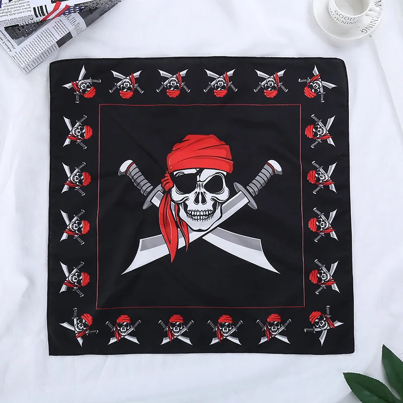 55*55cm Polyester Pirates Skull Leaves Reggae Bandanas Men Hiphop Headband Headscarf Women Neckerchief Headwear Handkerchief