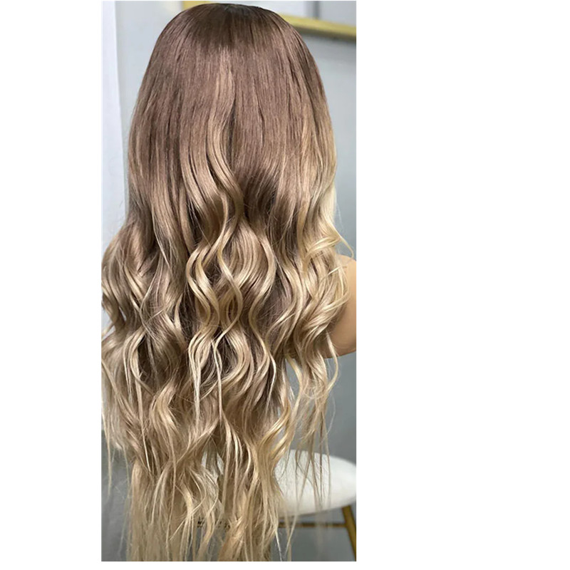 Ash Blonde Highlight Brazilian Hair Wigs Ombre Brown Transparent HD Lace Frontal Wigs Body Wave Human Hair Wigs WIth Dark Roots 150% Diva1