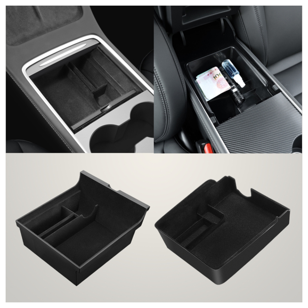2pcs Car Center Console Organizer Cubby Drawer Console Storage Box Auto Interior Accessories for Tesla Model 3 Model Y 2021-2022