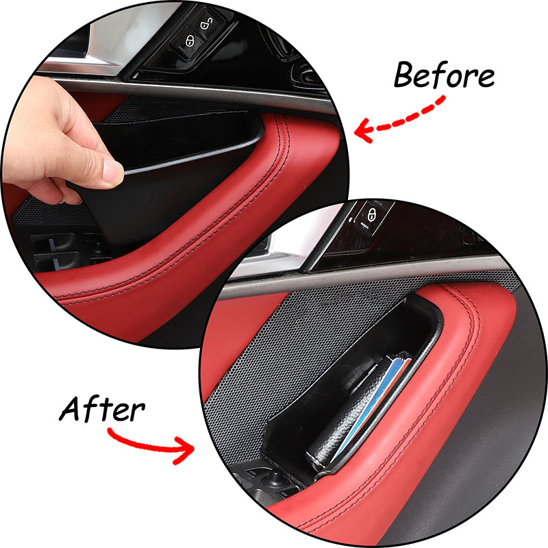ABS Black Car Door Storage Box Tray Inner Handle Armrest Arm Rest Container Bin For Jaguar F-TYPE 2013-2022 Car Accessories