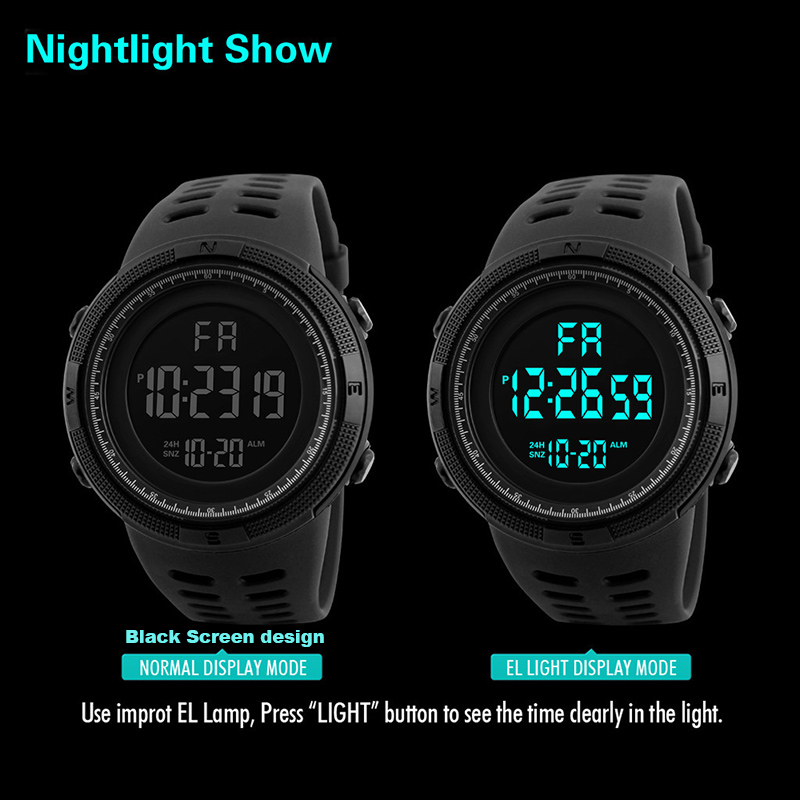 Men's Digital Electronic Watch Sports Watch Man Glow 49mm Large Dial Student Outdoor Adventure Trend Multifunctional Watches