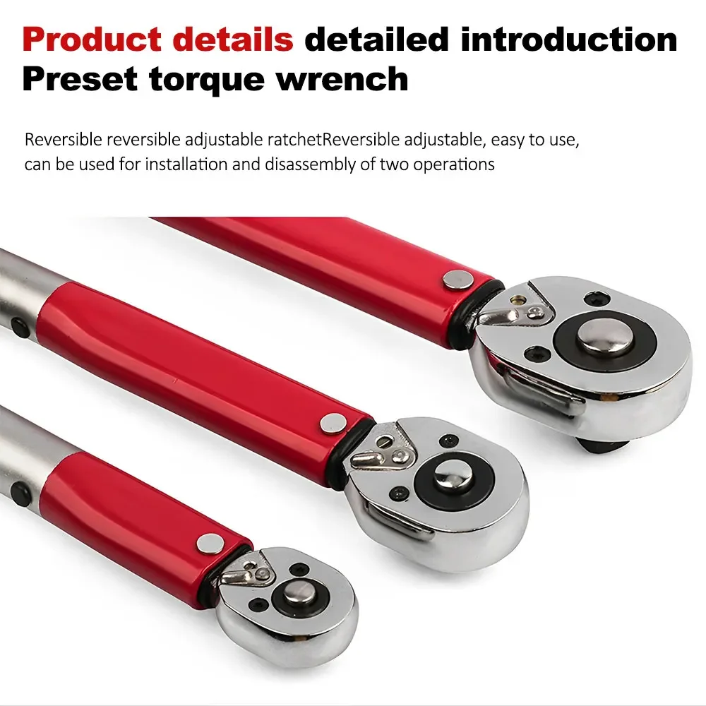 5-210N.m Torque Wrench 1/2'' 3/8'' 1/4'' Drive Click Preset Bicycle Torques Key Two-way Ratchet Car Bike Automotive Hand