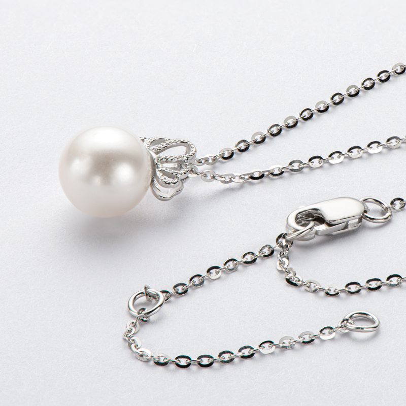 AINUOSHI Real Silver Chain 925 For Women 8-8.5mm Freshwater Pearls Crown Pendant Necklace Trendy Delicate Bridal Jewelry Gift