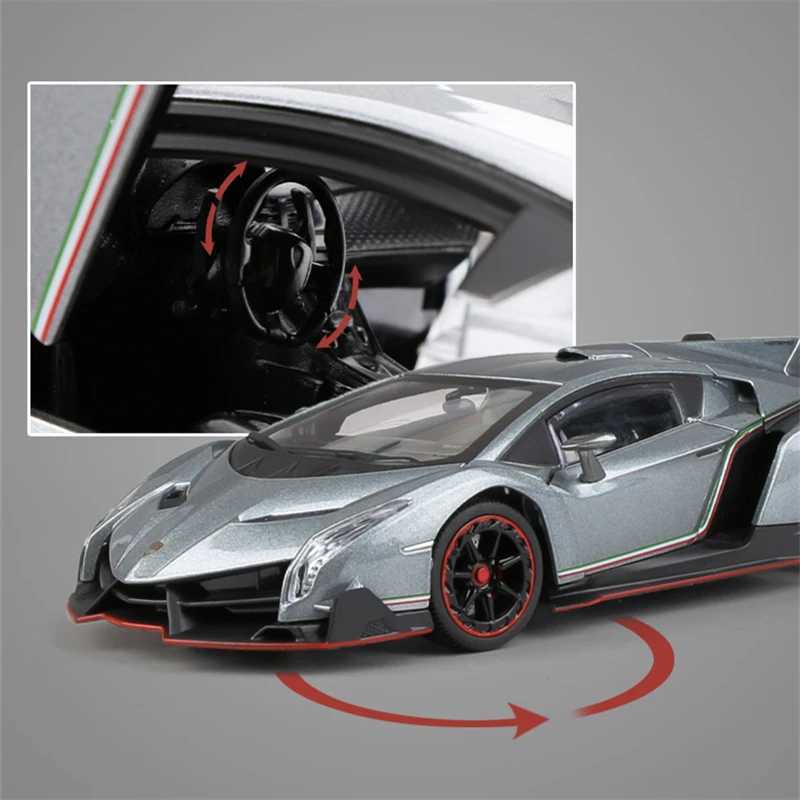 Free shipping Diecast Cars 1/24 Veneno Alloy Sports Diecasts Toy Vehicles Metal Car Model Silation Sound Light Collection Childrens Toys Gift