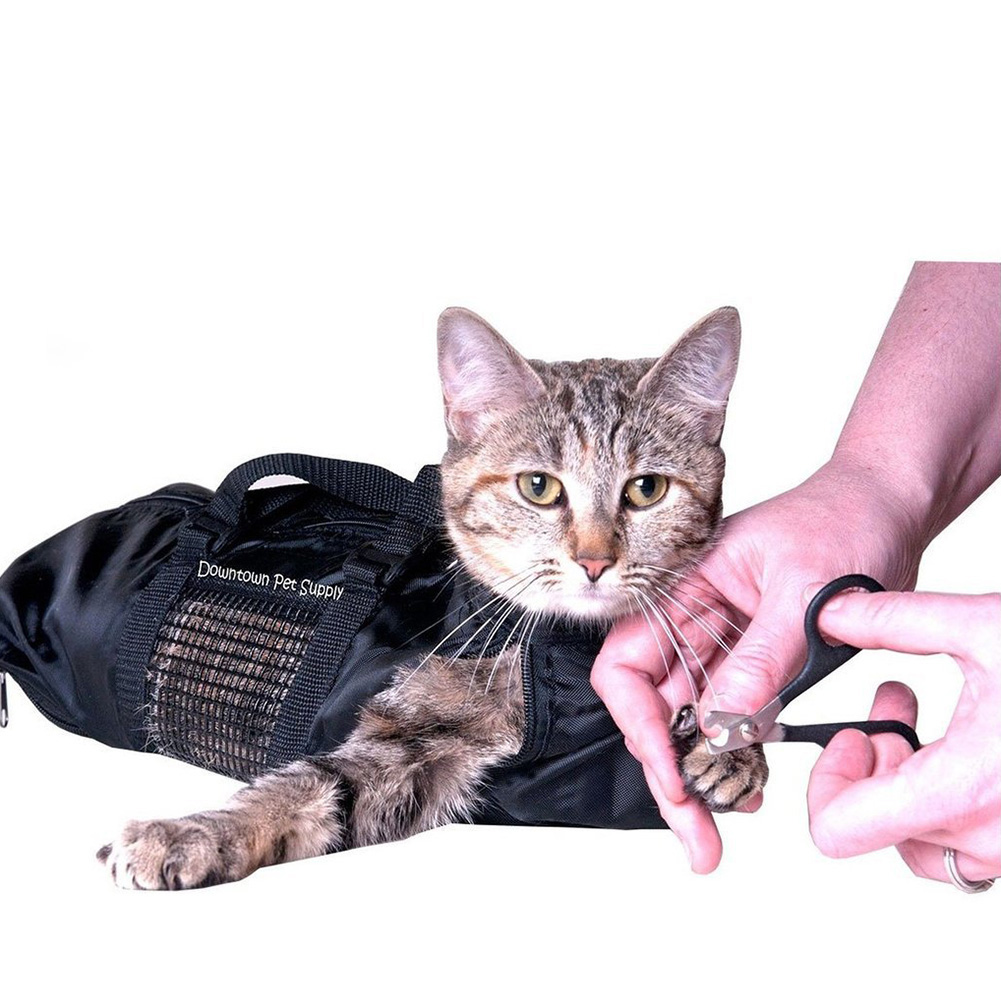 Mesh Cat Bathing Bag Oxford Cloth Cat Grooming Bag Anti Scratch Cat Washing Bag Breathable for Shower Nail Trimming Injection