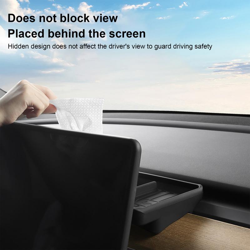 For Tesla Model 3 Y ETC Bracket Tray Behind Screen Storage Box Dashboard Organizer Tissue Holder Phone Bracket car Accessories