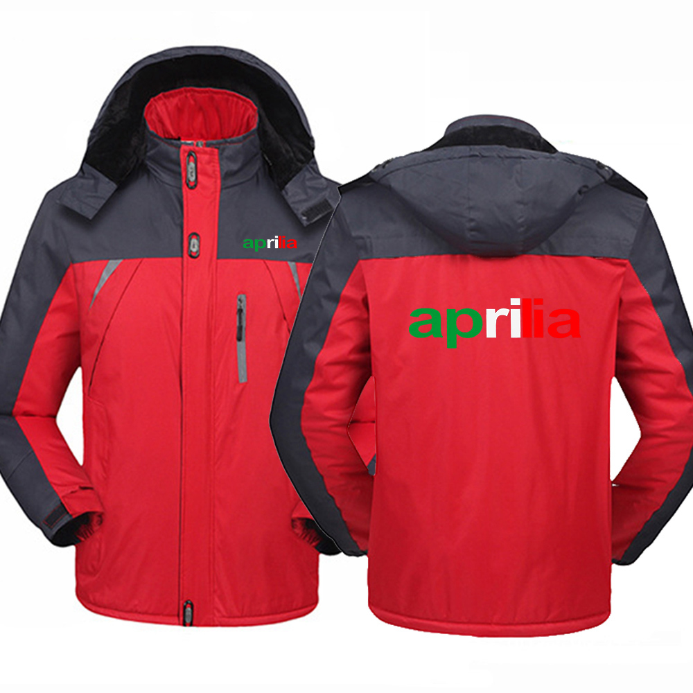 2023 Autumn Winter Men's Aprilia Racing RSV4 Logo Print Trendy Patchwork Thickened Zip High Quality Warm Mountaineering Clothing