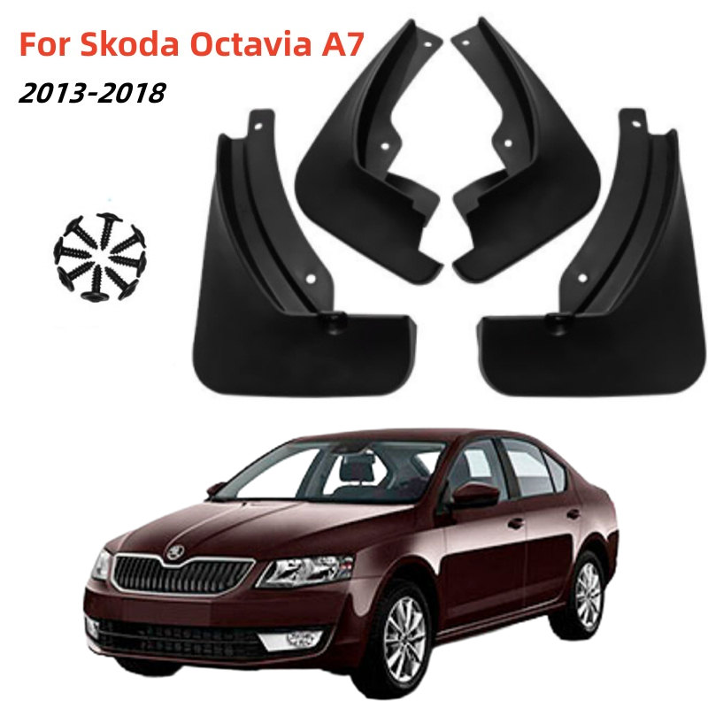 4pcs Molded Car Mud Flaps For Skoda Octavia A7 5E 2013-2018 Mudflaps Splash Guards Mud Flap Mudguards Fender 2014 2015 2016 2017