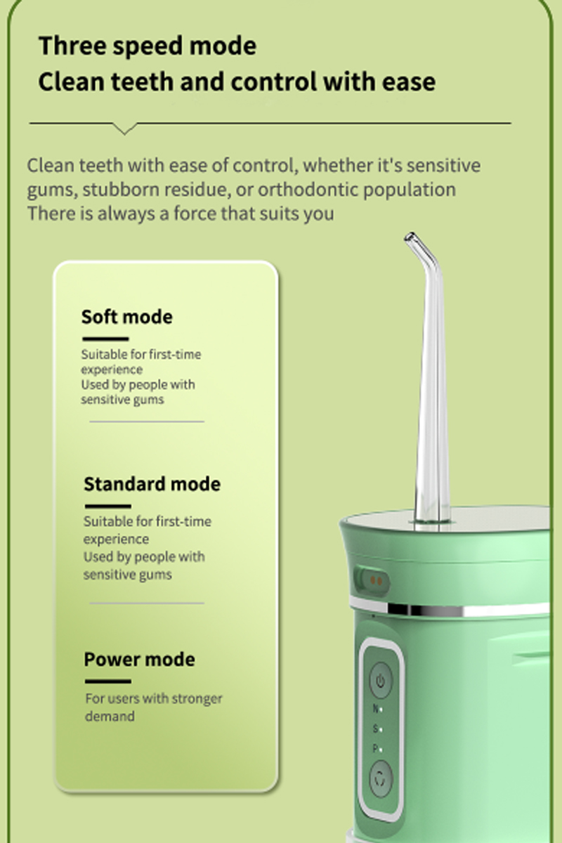 MKJS vessel Portable Electric Oral Irrgator Oral light blue color Portable 1200mAh battery capacity 250ml capacity tooth scraper tool