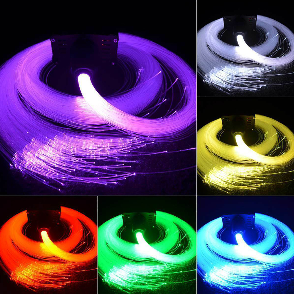 32W RGBW Car Twinkle Meteor Light Fiber Dual Port Optical Fiber Lamp 800-1000PCS APP Control Fiber Optic Star Ceiling Light Kit