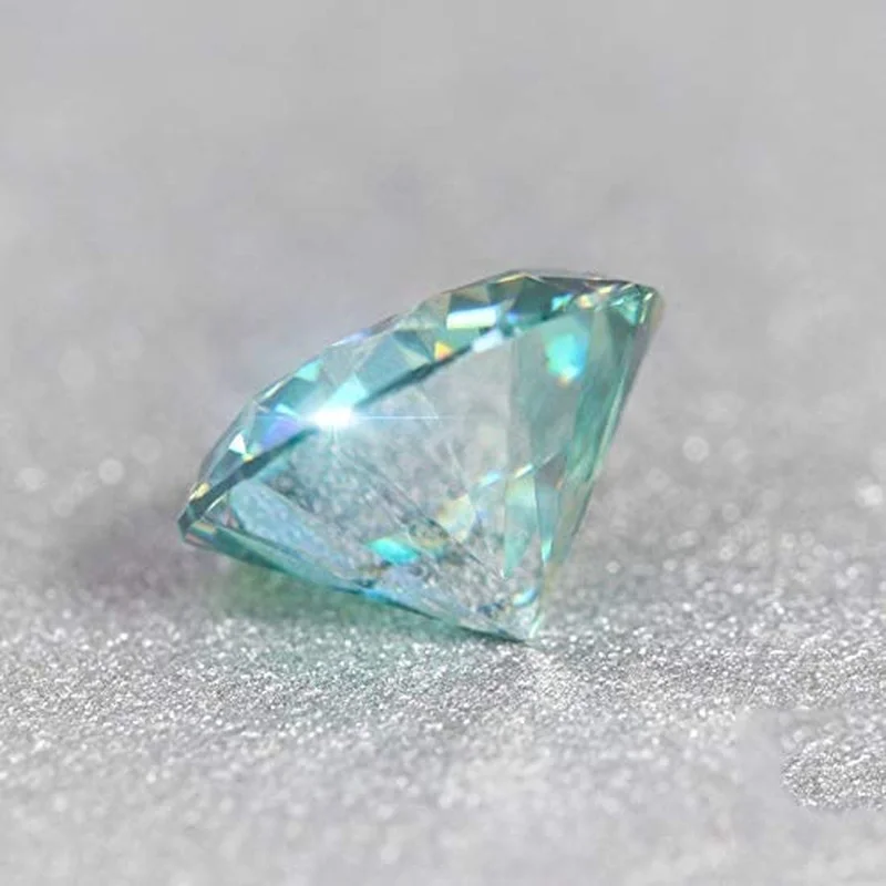 Factory Wholesale Cyan Moissanite Turquoise Color 6.5mm 1.0ct Round Cut Shape Loose Diamonds Gemstones Women Jewelry