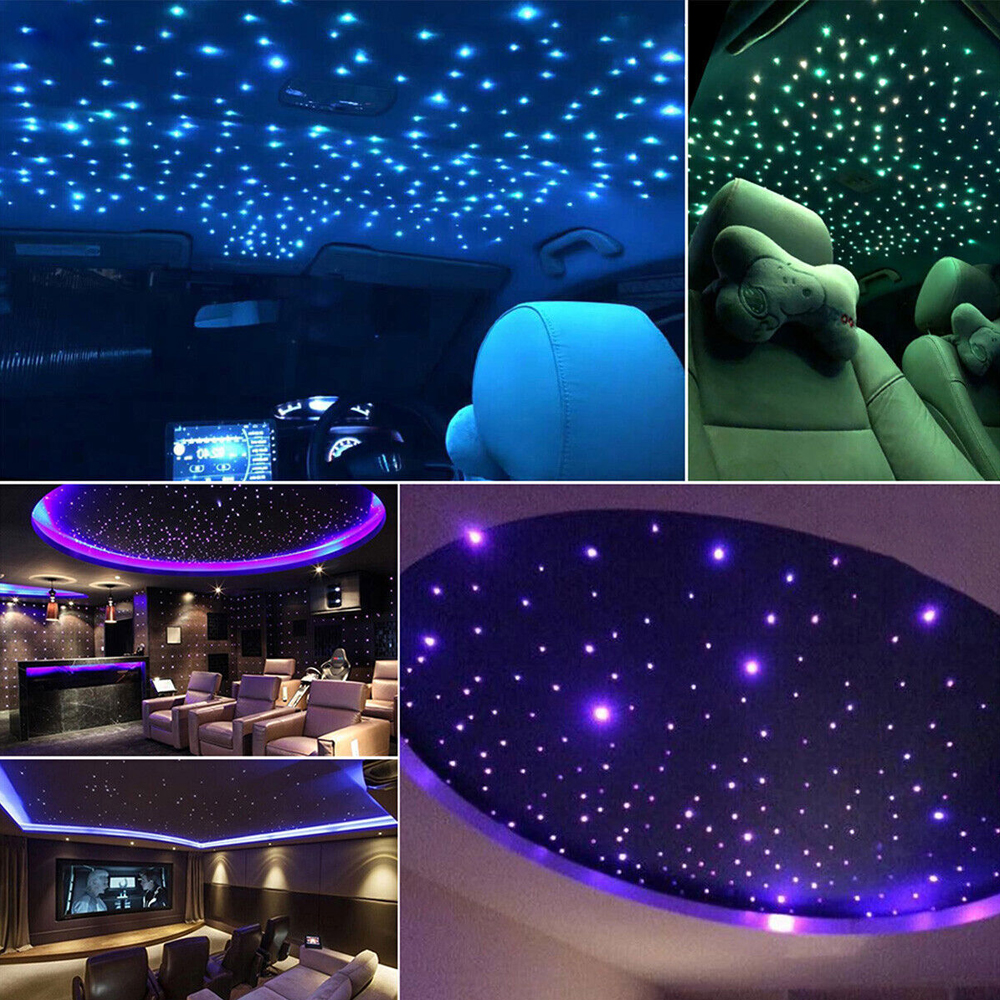 32W RGBW Car Twinkle Meteor Light Fiber Dual Port Optical Fiber Lamp 800-1000PCS APP Control Fiber Optic Star Ceiling Light Kit