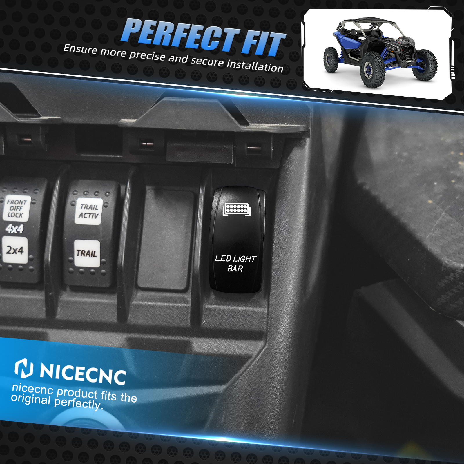 For Can AM Light Bar 5Pin Rocker Maverick X3 Switch Whip Whip Light/Light Bar/Horn/Rear/Rock Lights Switches UTV/ATV Accessories