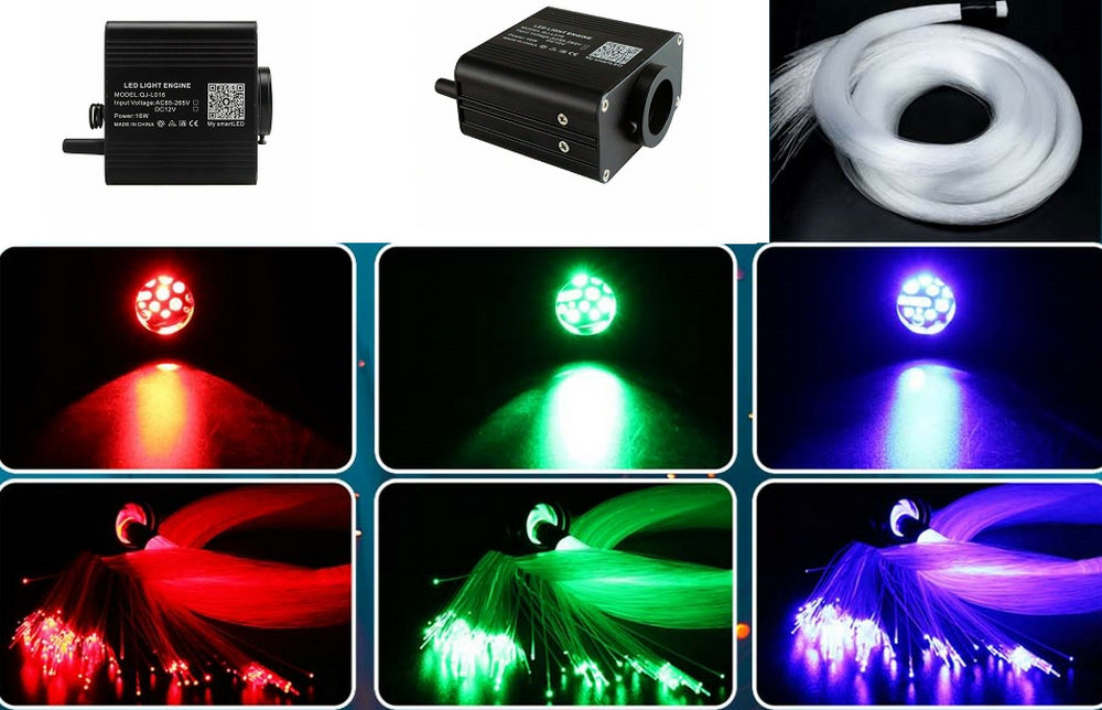 16W Twinkle Starlight Headliner Bluetooth APP/Remote/Music Controlled RGBW Car Ceiling DIY Lighting source+Fiber Optic Strands