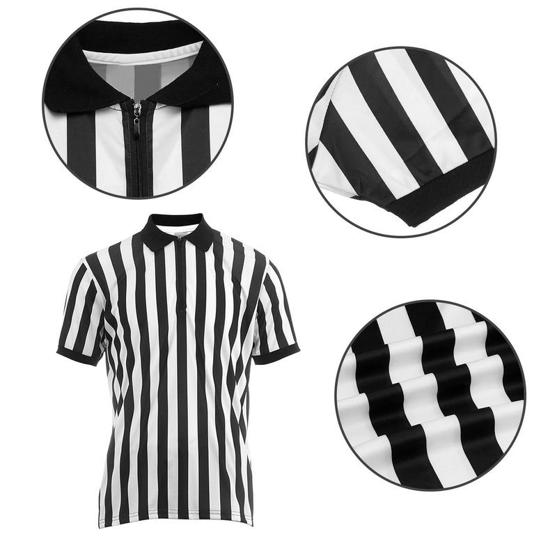 Referee T Shirt Black And White Striped Short Sleeve Collared Shirt for Basketball Football Volleyball Referee uniform Clothes