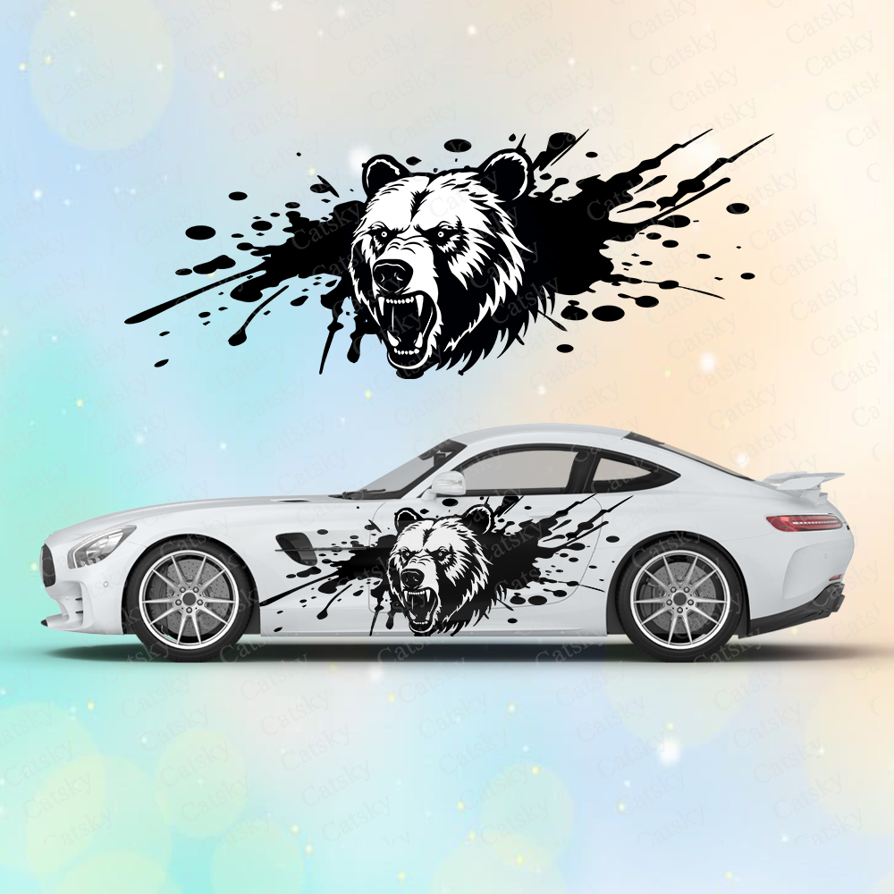 Angry Bear Splash Large Car Stickers and Decals Car Body Stickers Car-Side Decals Waterproof Car Vinyl Stickers for Truck SUV