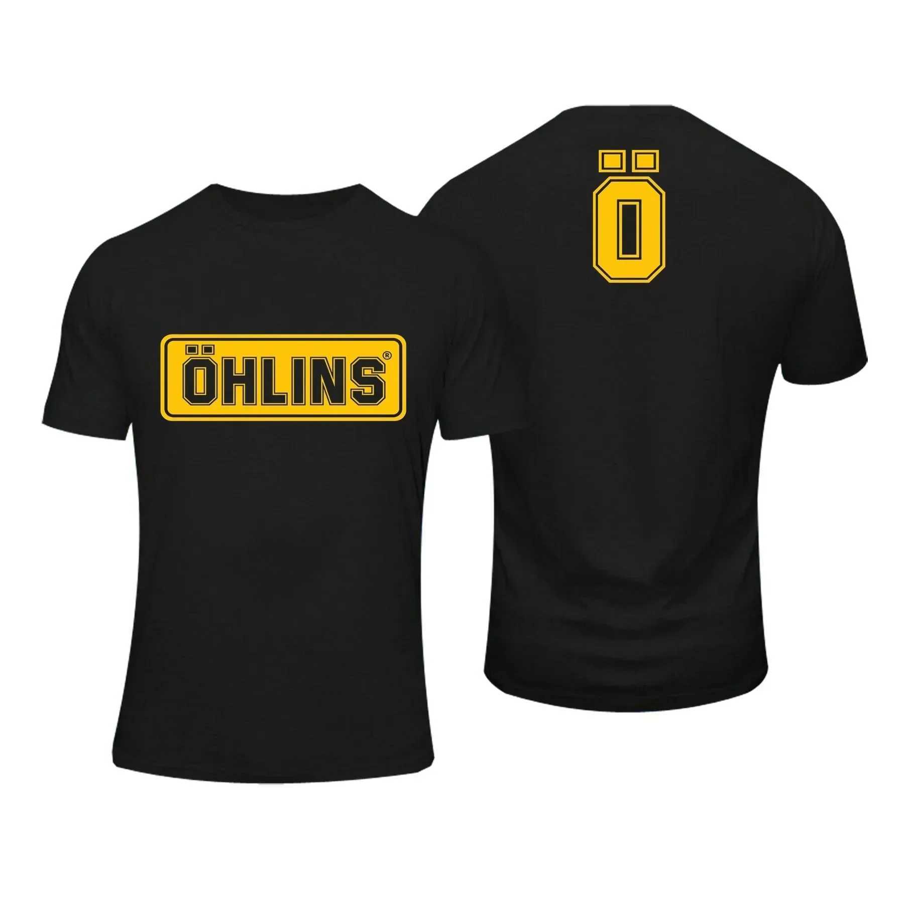 Men's T-Shirts Summer cotton T-shirt for men Ohlins Suspension car motorcycle sports Racing T-shirt Casual oversized top for men Family wear T240