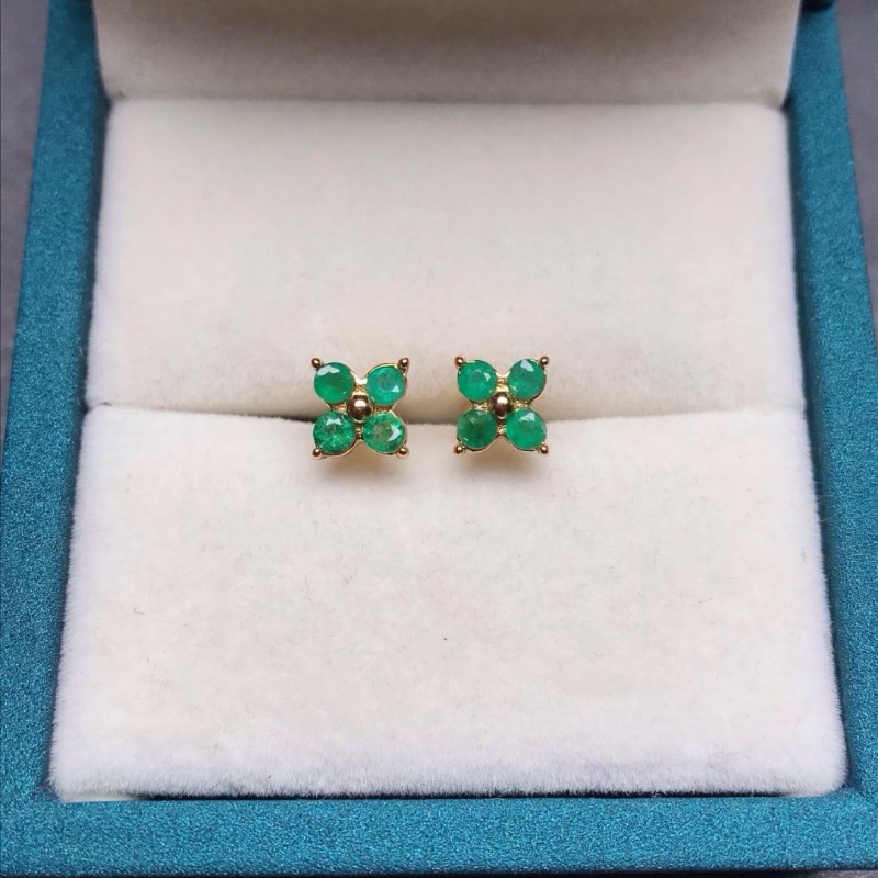YULEM 100% Natural Emerald Stud Earrings Luxury Style 3*4 Mm 925 Silver Colombian Origin