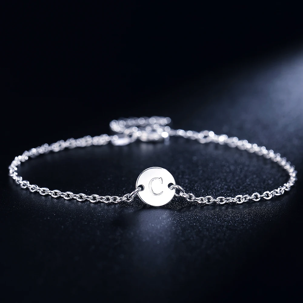 925 Sterling Silver 26 Letter Women Men Chain Bracelet Anklet Charm Wedding Personality Jewelry Lady Gift Party