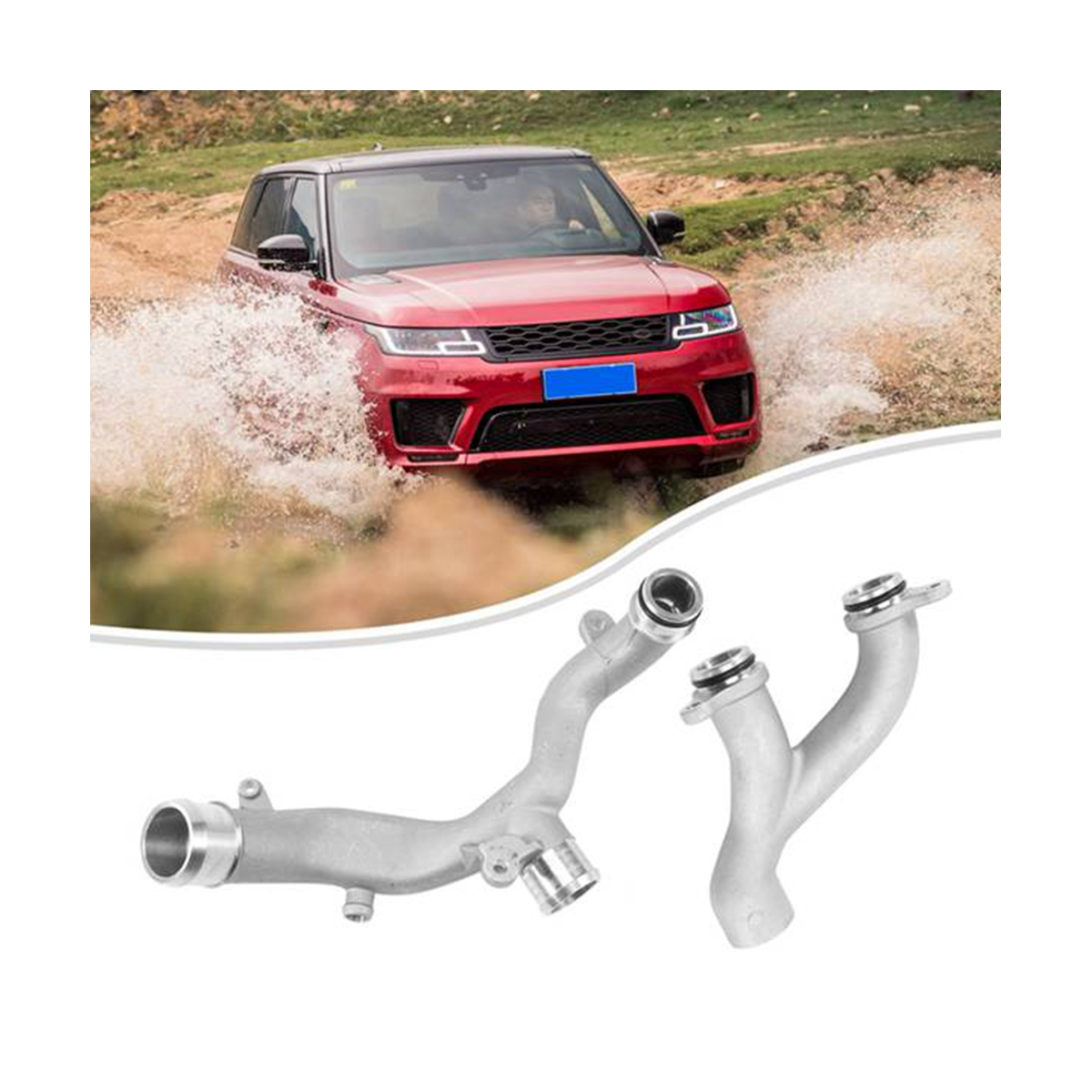 Car Aluminum Thermostat Water Outlet Tube Hose Upper LR090630 Lower LR092992 for Discovery 4 Range Rover Sport Velar