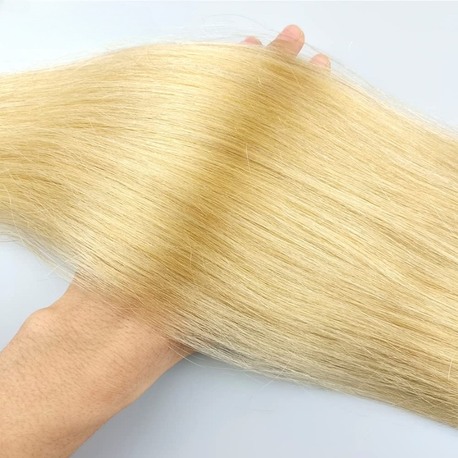 613 Honey Blonde 4x4 Lace Closure Straight Human Hair Closure Pre-Plucked Brazilian Virgin Hair Natural Hairline