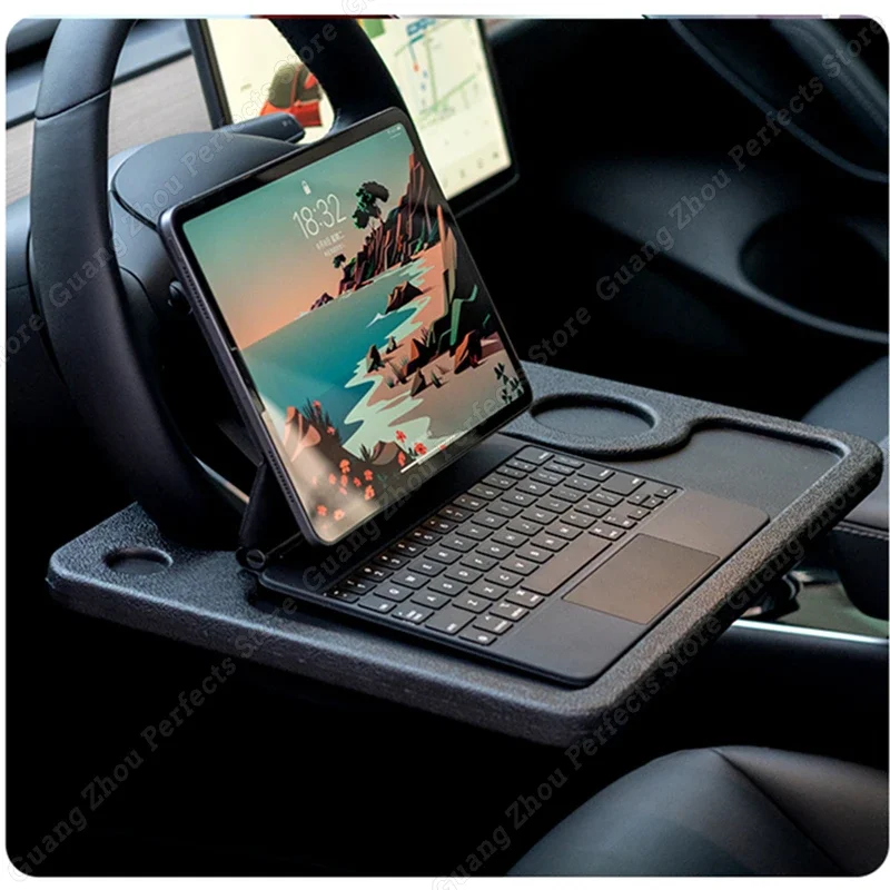 Car Steering Wheel Eating Tray Auto Desk Laptop Tablet iPad Notebook For Tesla Model 3 S X Y 2012-2021 Car Travel Eating Table