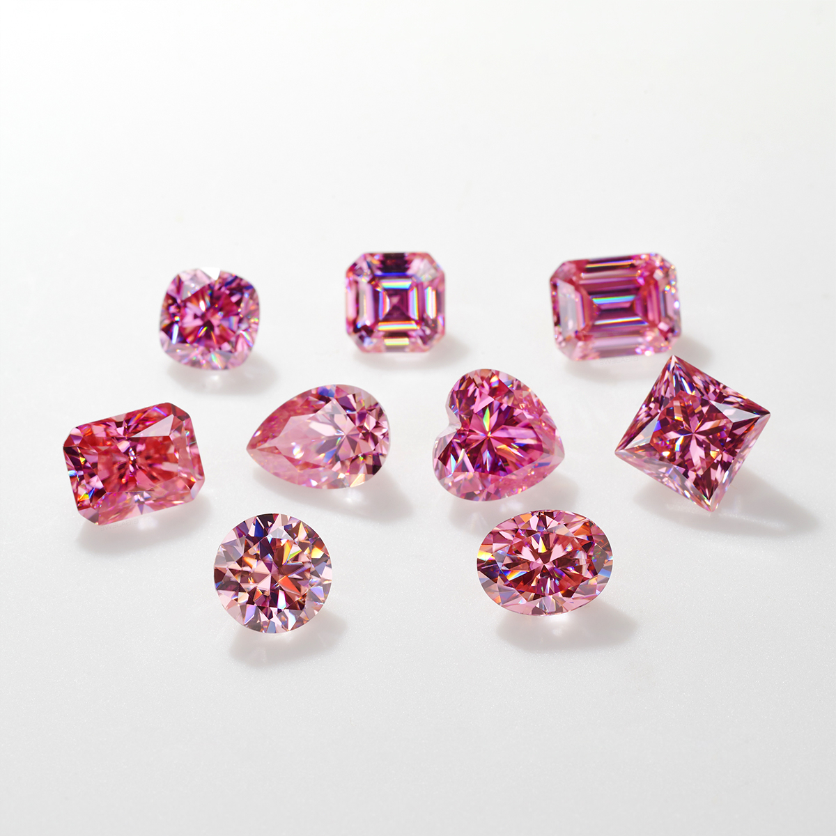 Loose Gemstones Pink Emerald Cut Moissanite With Certificate 0.5ct To 5ct Bead Gems Pass Diamond Test Stone For Jewelry Making