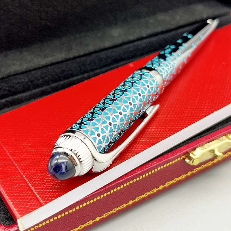 LAN CT Ballpoint Pen Luxury Cyan Triangle and Scale Off Pattern Writing Smooth Classic Office School Stationery