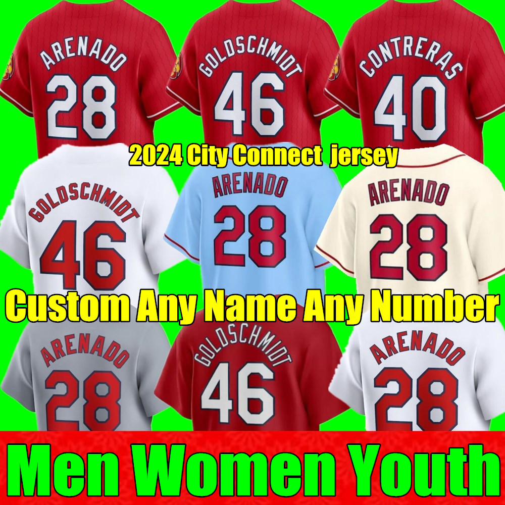 2024 Custom S-4XL City Connect Baseball Jersey Cardinales Lars Nootbaar Arenado Musial Adam Wainwright Goldschmidt Albert Pujols Molina DeJong Men Women Youth