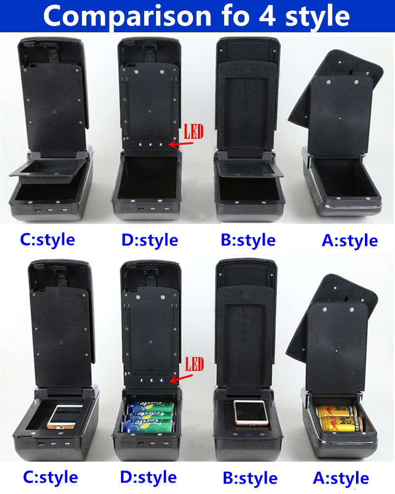 For Ford Fiesta Armrest box For Ford Fiesta MK7 Car Armrest 2009-2017 Storage box Interior details Accessories easy installation
