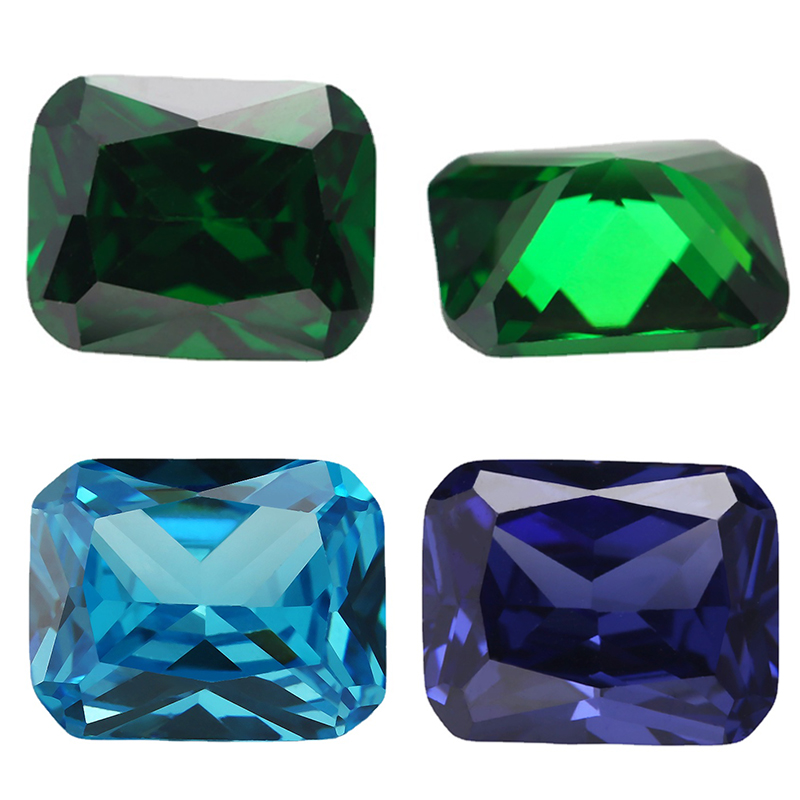 Size 4x6~10x12mm Octangle Cut 5A Cubic Zirconia Stones Green Sea Blue Tanzanite Color Loose CZ Stone Synthetic Gems For Jewelry