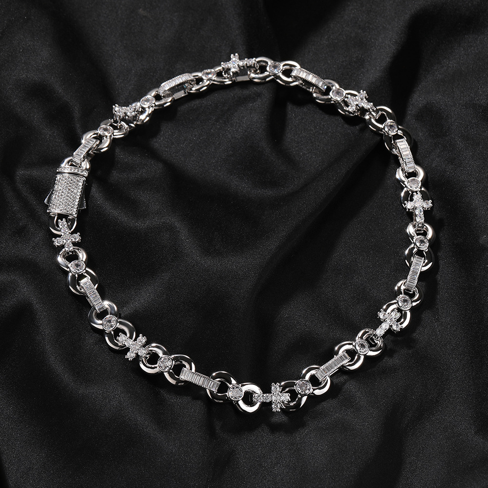 High Quality Hip Hop 12mm Infinite Cross Chain Necklace Bracelets 5A T Zircon Mens Jewelry Set