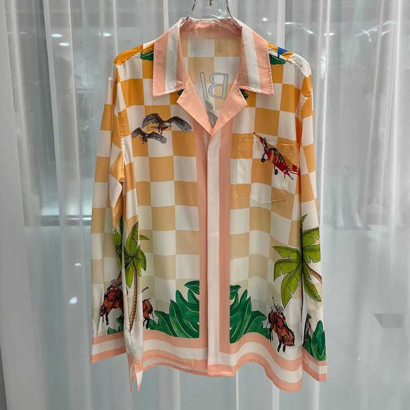 Men's Casual Shirts High-end drooping floral shirt loose Hawaiian style casual long-slved Cuban collar shirt T250813